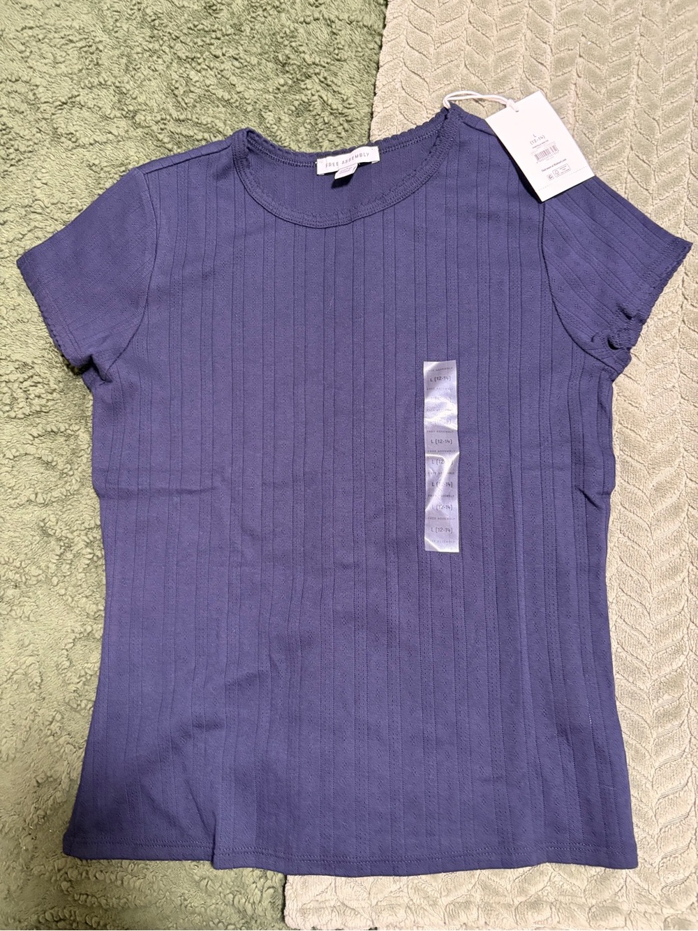AllSaints Ribbed Short Sleeve Tee in Purple